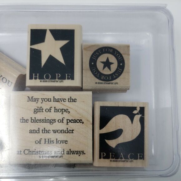 Stampin Up WISHING YOU Set of 6 Wood Rubber Stamps 2006 Stamping Up Peace Love - Picture 3 of 12